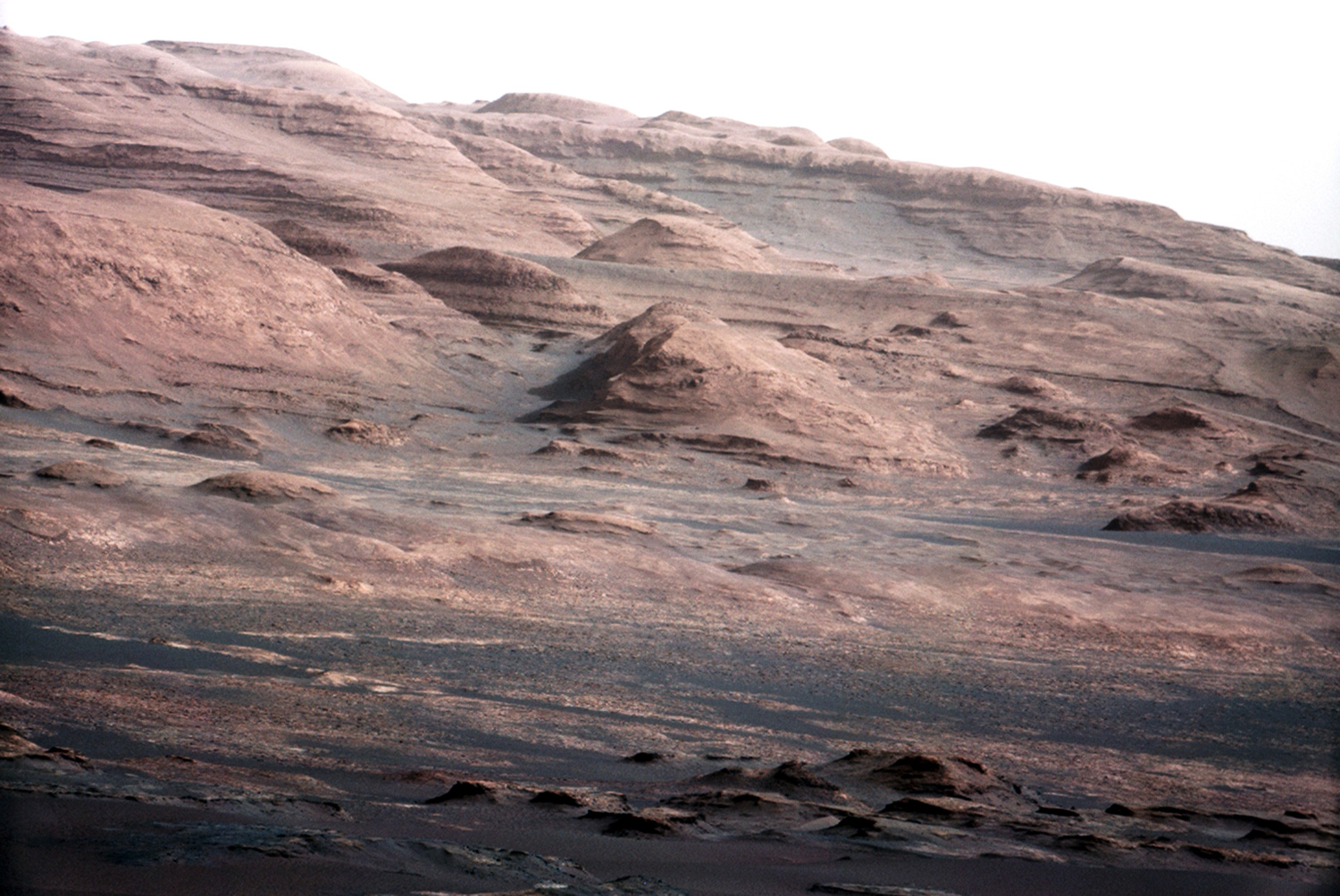 Image from Nasa's Curiosity rover showing the base of Mount Sharp on Mars. Photo: AP