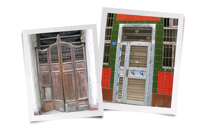 Ostentatious? Moi? gates in Guangzhou, before and after. Photo: Cecilie Gamst Berg