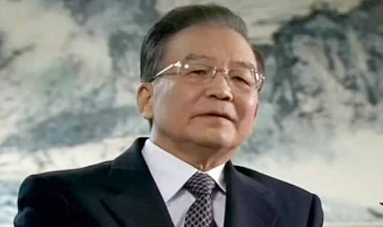 Former Premier Wen Jiabao seen in the CCTV interview broadcast on Wednesday. Screenshot from television footage.