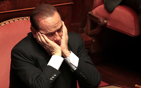 Former prime minister Silvio Berlusconi in the Italian Senate earlier this month. Photo: Reuters