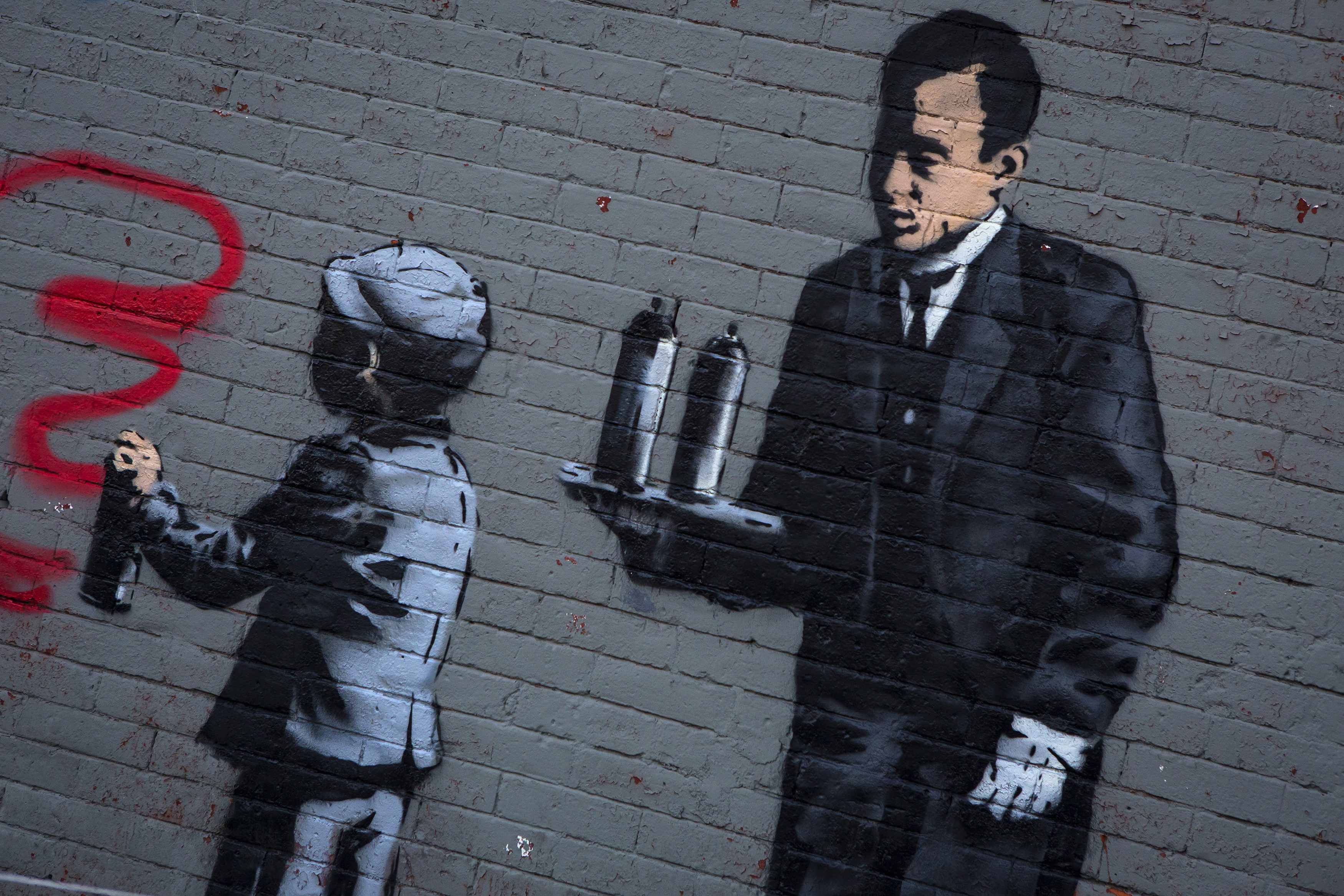 A Banksy piece in the Bronx section of New York. Photo: Reuters