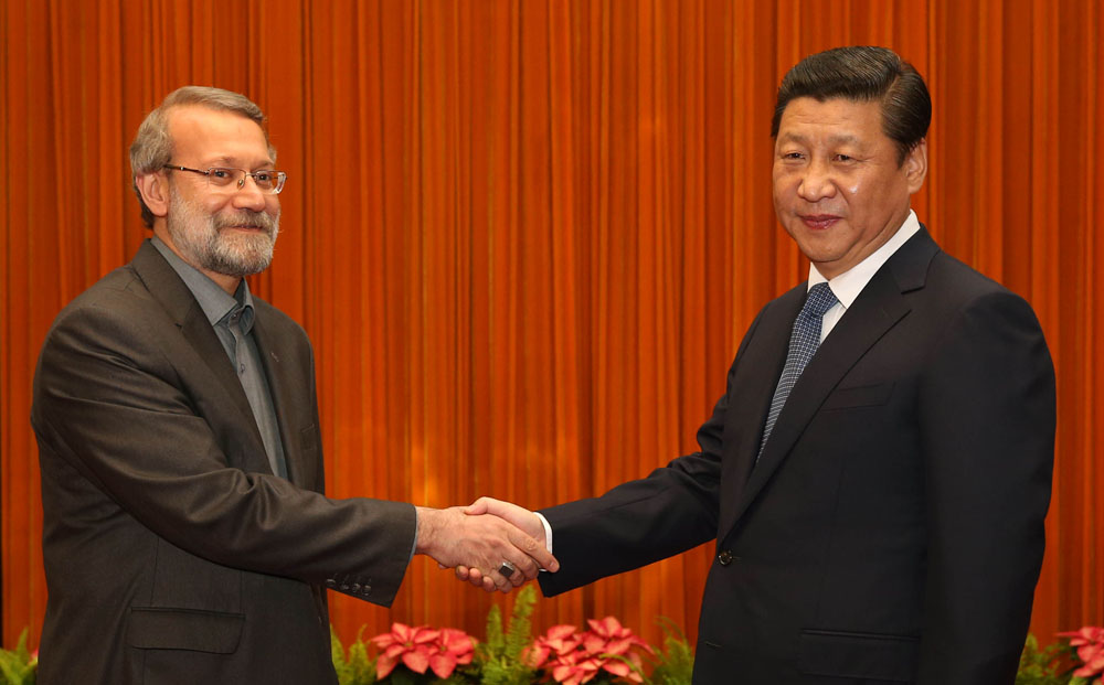 Chinese President Xi Jinping meets with Iran's Majlis Parliament Speaker Ali Larijani in Beijing. Photo: Xinhua