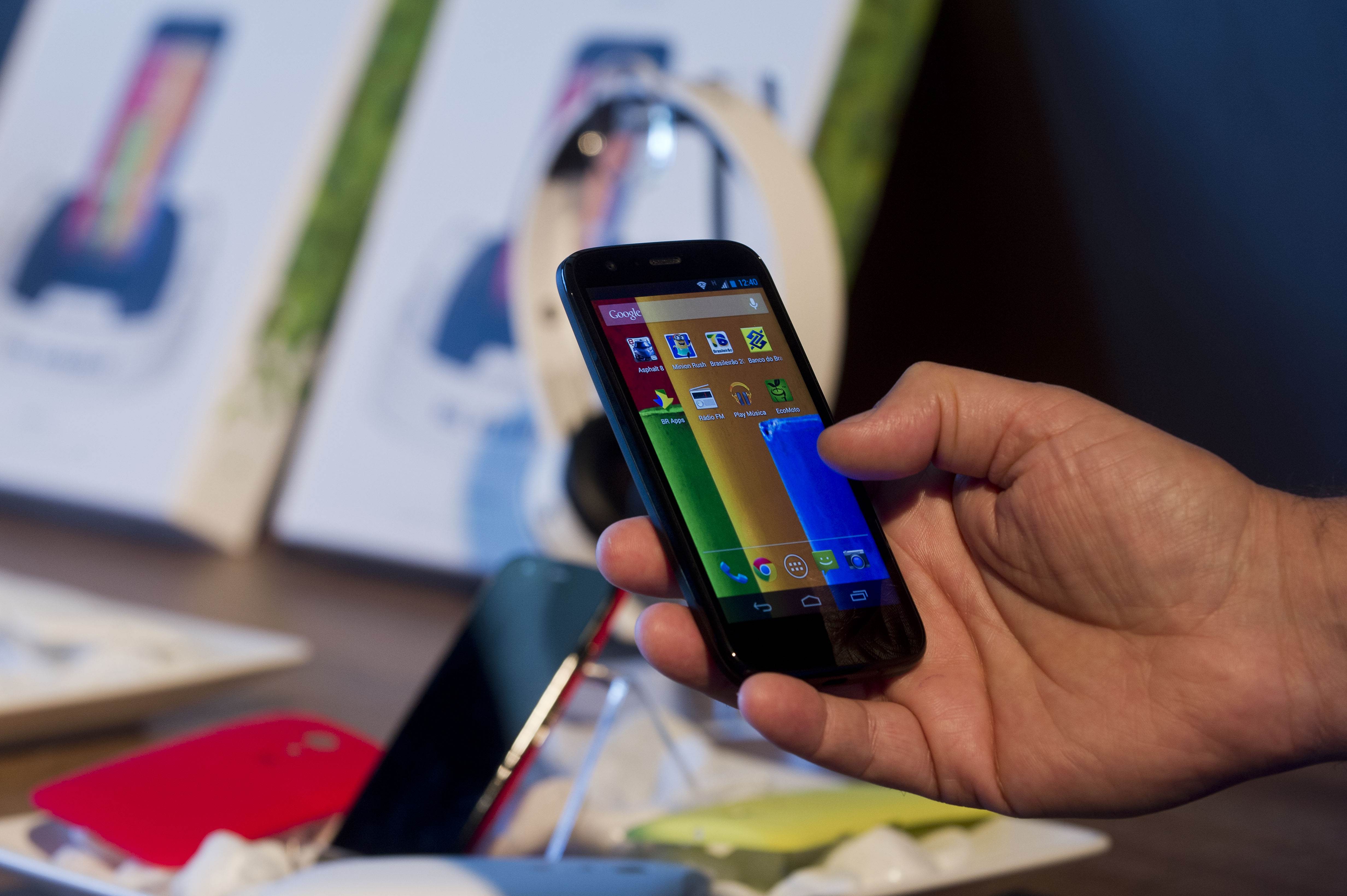 The low-cost Moto G features a 4.5-inch screen, a quad-core processor and cameras front and rear. Photo: AFP