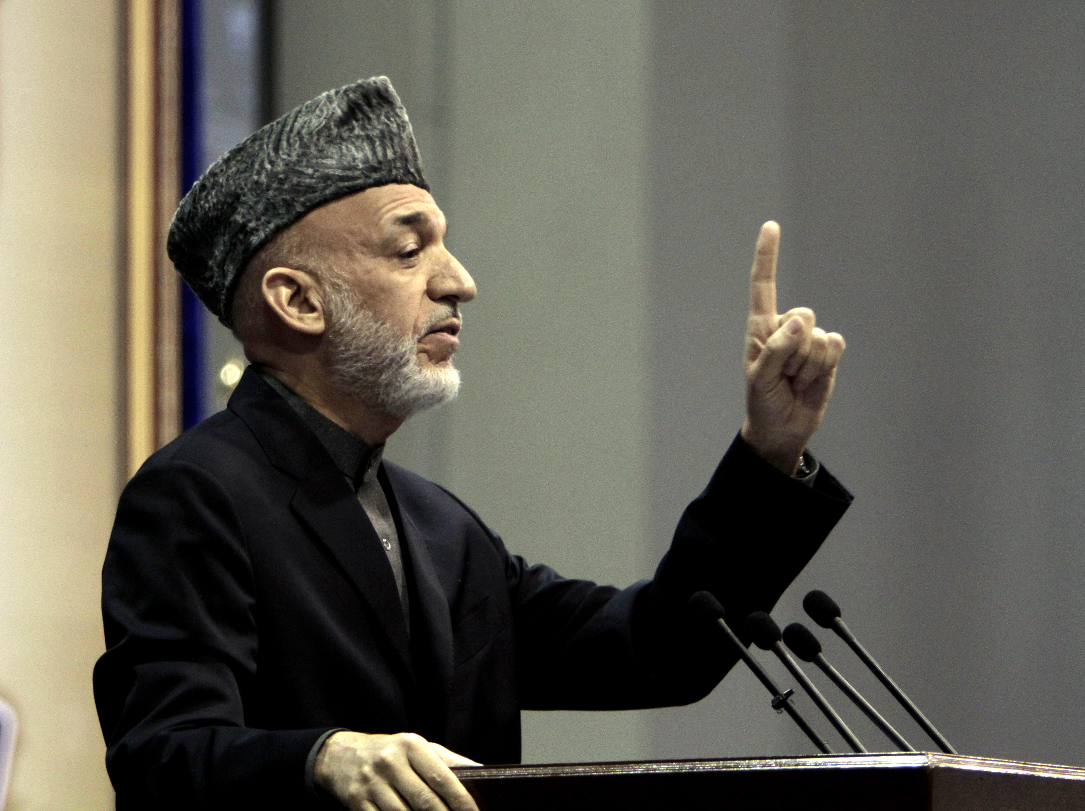 Afghan President Hamid Karzai at the Loya Jirga in Kabul on Sunday. Photo: AP