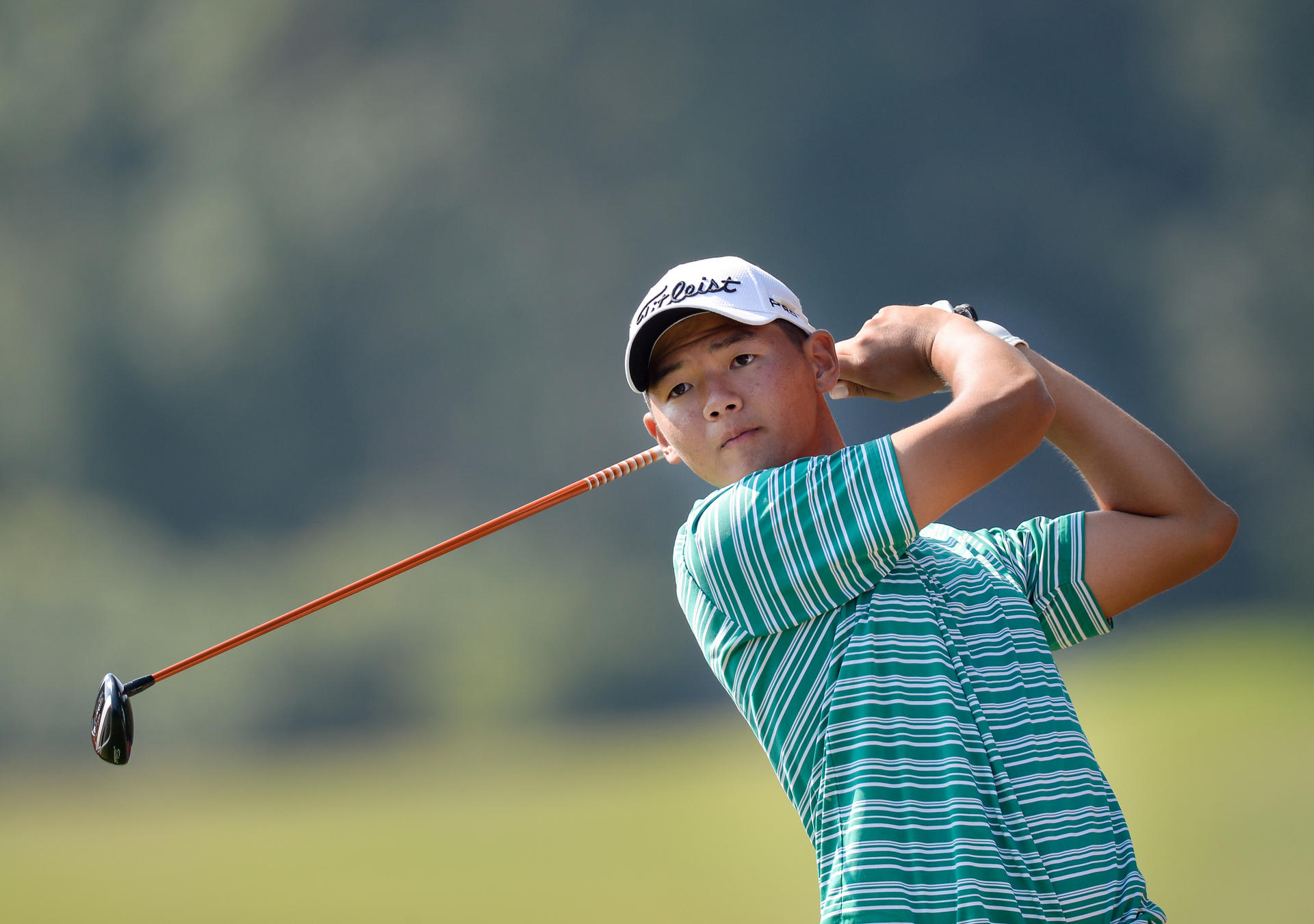 Jason Hak watches a drive during practice at Fanling ahead of Thursday's first round of the Hong Kong Open. Photo: Richard Castka