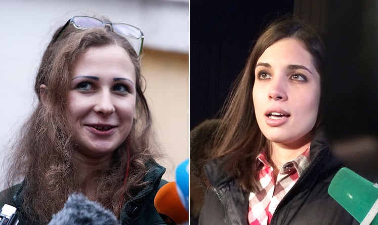 Maria Alyokhina and Nadezhda Tolokonnikova. Photos: Reuters and AP