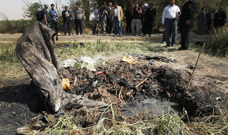 The site where a hot air balloon exploded and plunged to earth during a sunrise flight in Luxor, Egypt. Photo: Sam Tsang