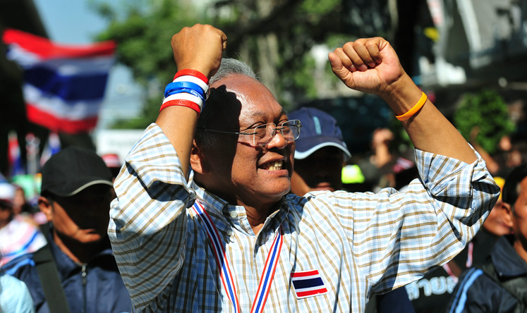 Suthep claims anti-government protests represent the “great mass of the people”. But an Asia Foundation survey shows that demonstrators are largely wealthy Bangkok residents. Photo: Xinhua