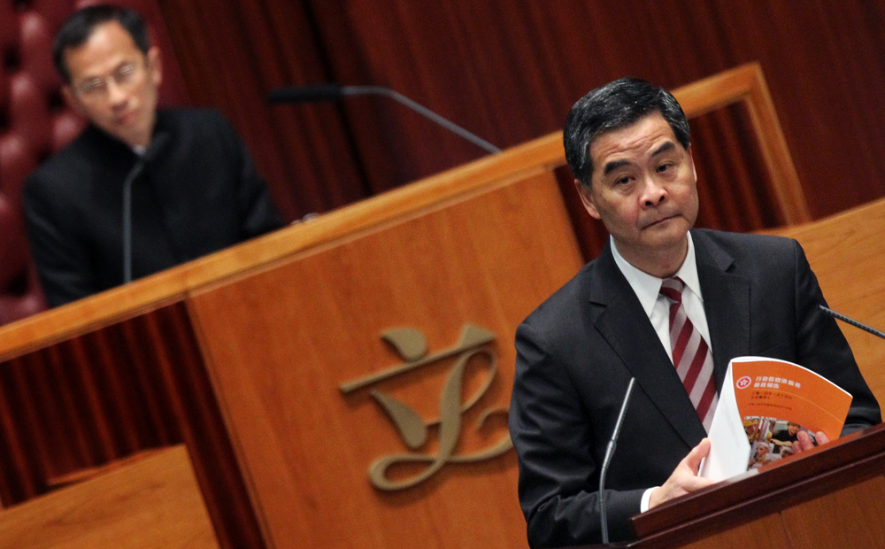 Chief Executive Leung Chun-ying in a question & answer session on his policy address at the Legislative Council.