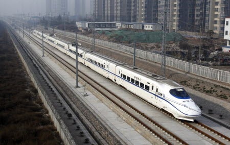 A high-speed train in northwest China's Shaanxi Province. Photo: Xinhua
