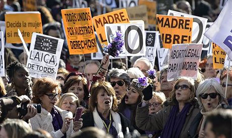 Pro-abortion demonstrators from across Spain rally in Madrid.Photo: AFP