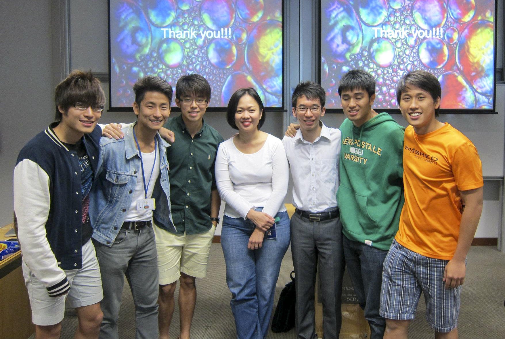Pamela Lim (centre) with law students at SMU School of Information Systems in Singapore.