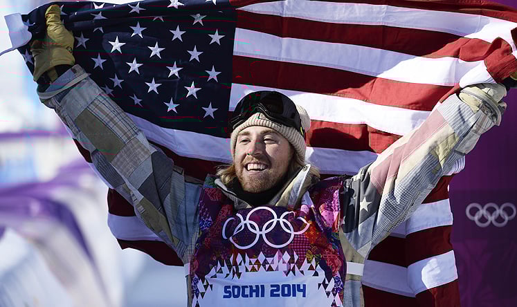 Sage Kotsenburg celebrates winning the Game's first gold medal. Photo: AFP