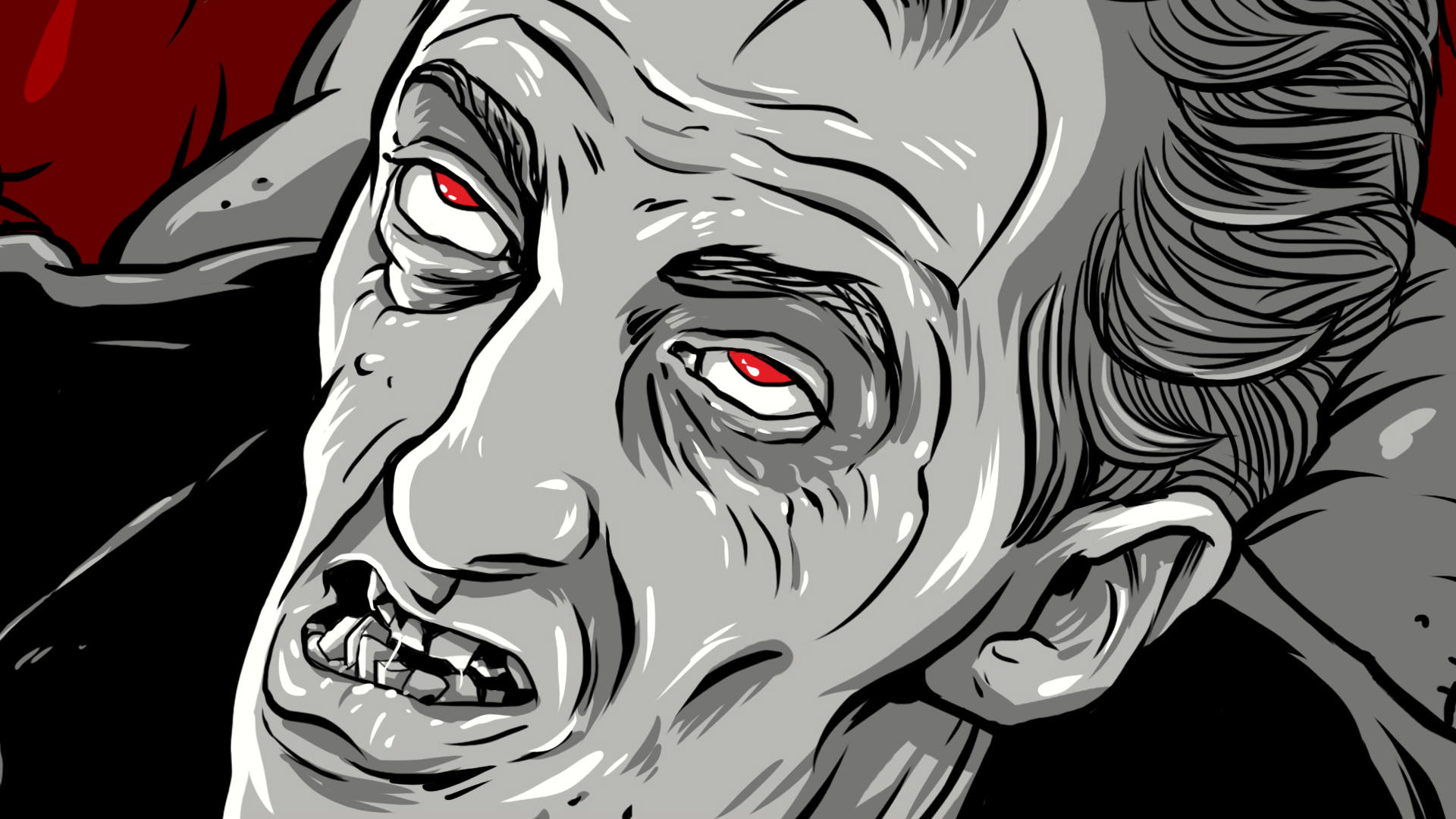 An illustration of actor Bill Hinzman in the 1968 film Night of the Living Dead, as seen in Birth of the Living Dead. Photo: Predestinate Productions