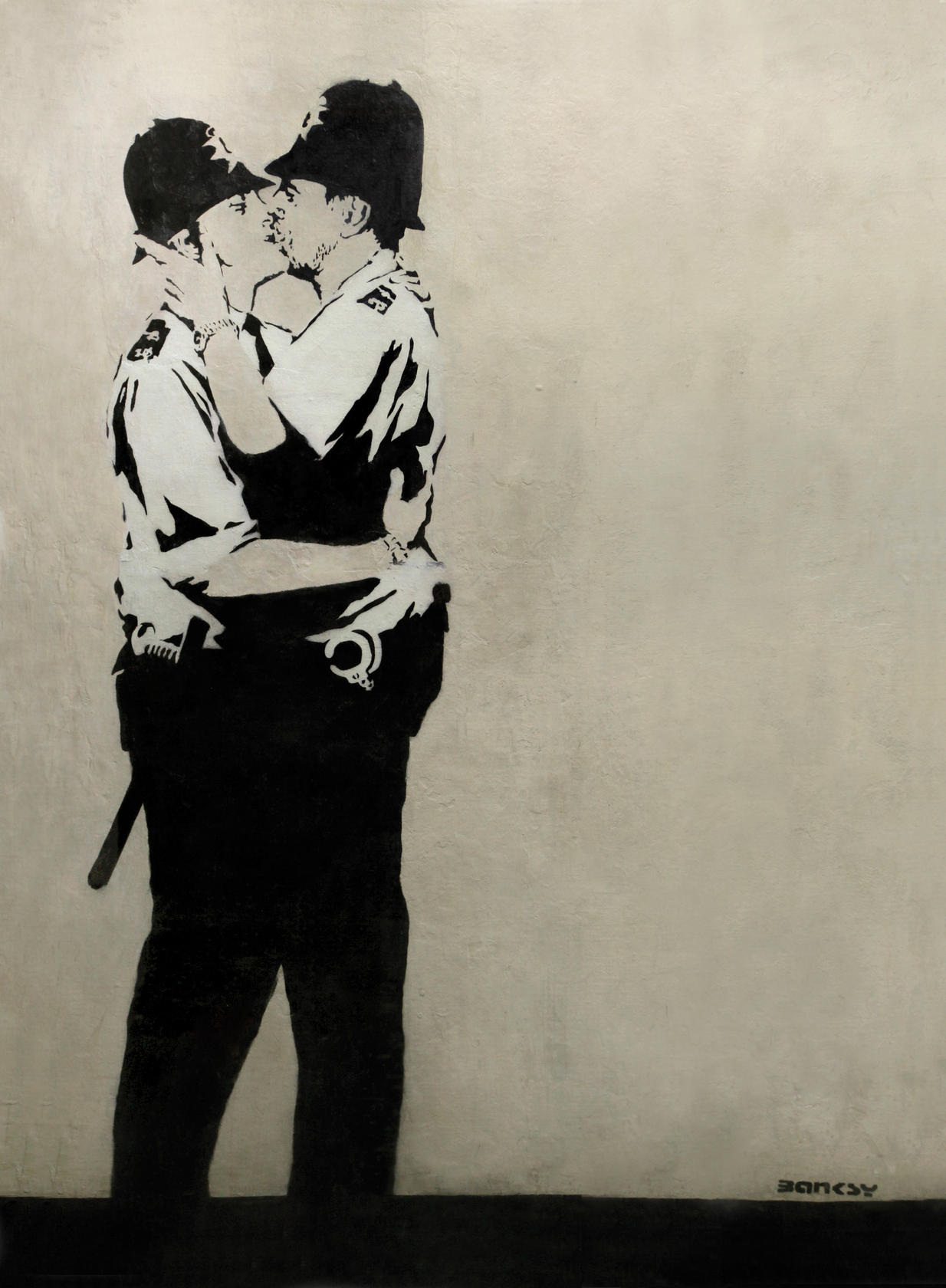 Banksy 'Kissing Coppers' mural auctioned for US$575