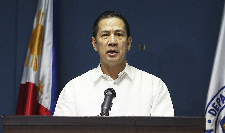 Philippine Foreign Affairs Department spokesman Raul Hernandez speaks during a press conference in suburban Pasay, south of Manila, the Philippines, on Tuesday. Photo: AP