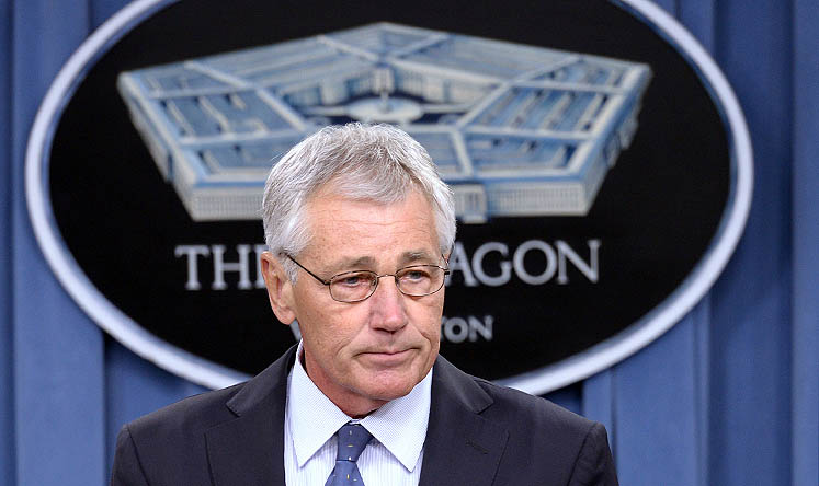 US Secretary of Defence Chuck Hagel attends a press conference at the Pentagon in Washington on Monday. Photo: Xinhua