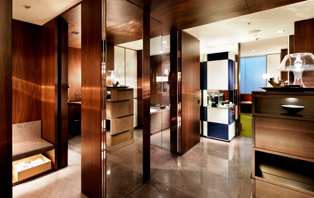 Photo shows the interior looks of a room of Hyatt Hotels.  