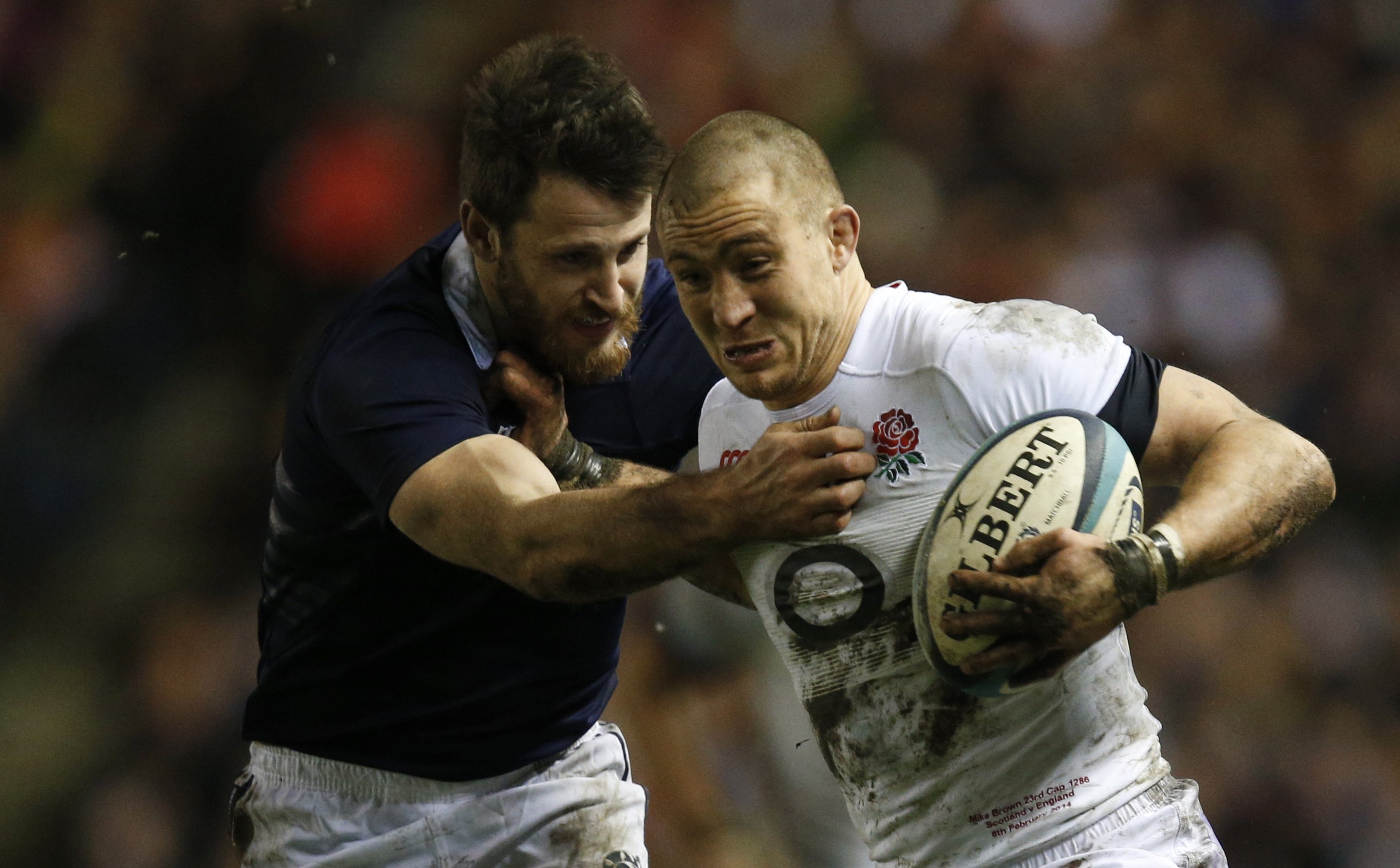 England’s Mike Brown (right) in action against Scotland last month. Photo: Reuters