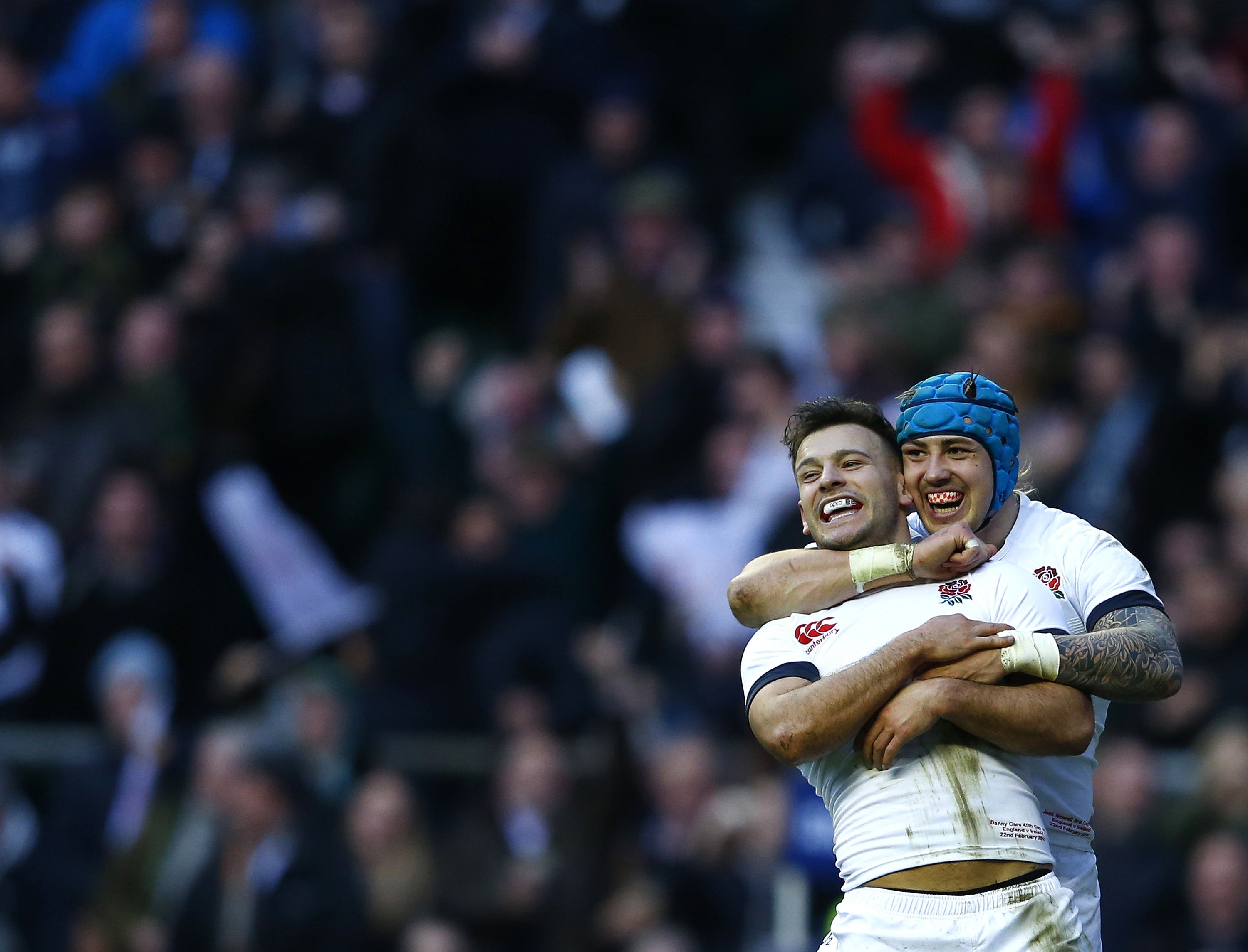 England's Danny Care (left) celebrates with Jack Nowell after scoring a try against Ireland last month. Photo: Reuters