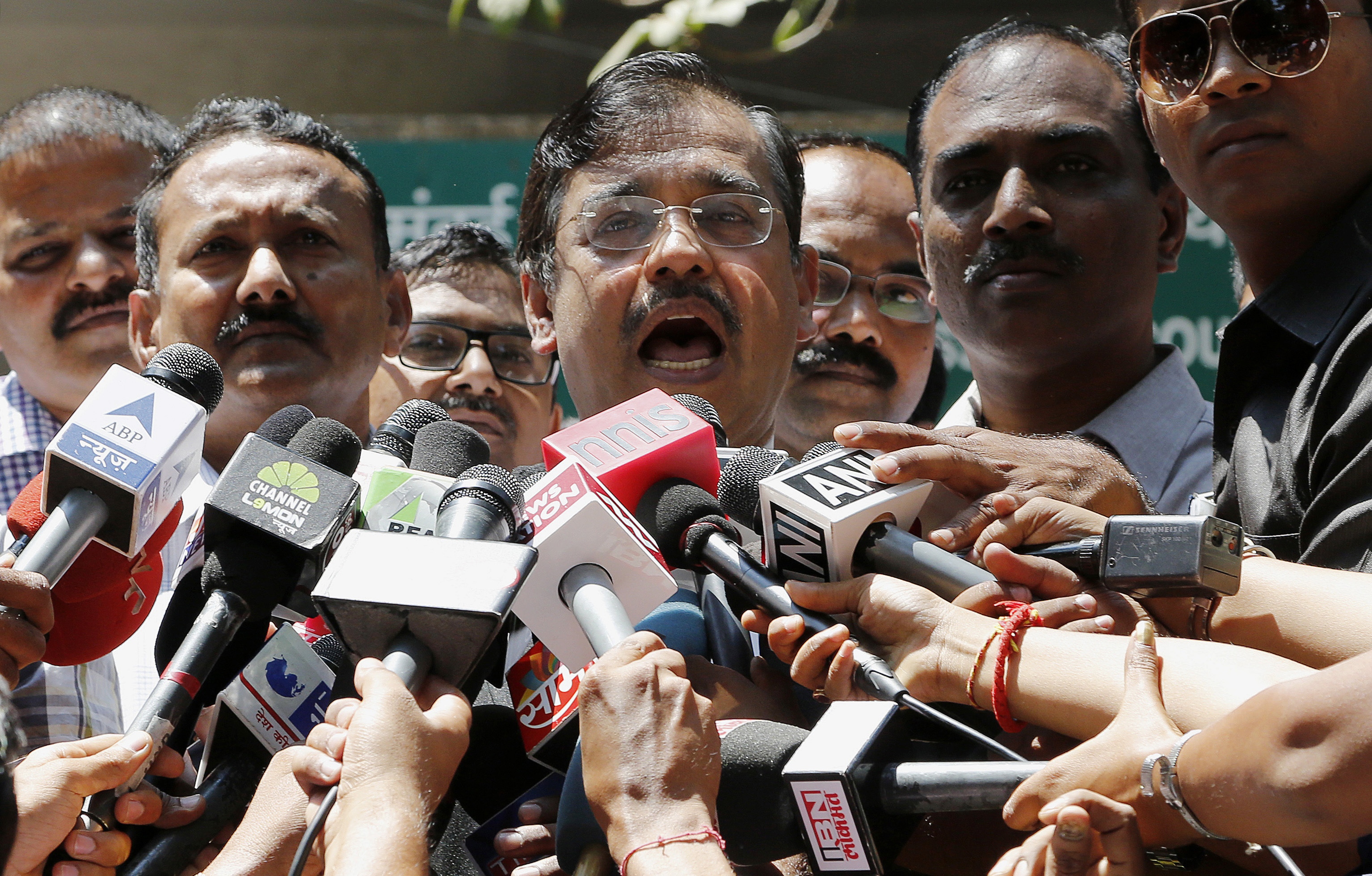 Special Public Prosecutor Ujjwal Nikam speaks to the media outside a court in Mumbai. Photo: AP
