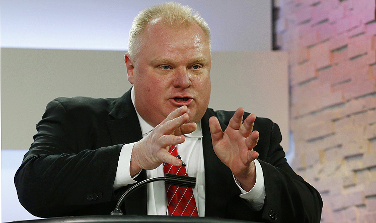 Mayor Rob Ford speaks during a Toronto Mayoral election debate in Toronto on Wednesday. Photo: Reuters