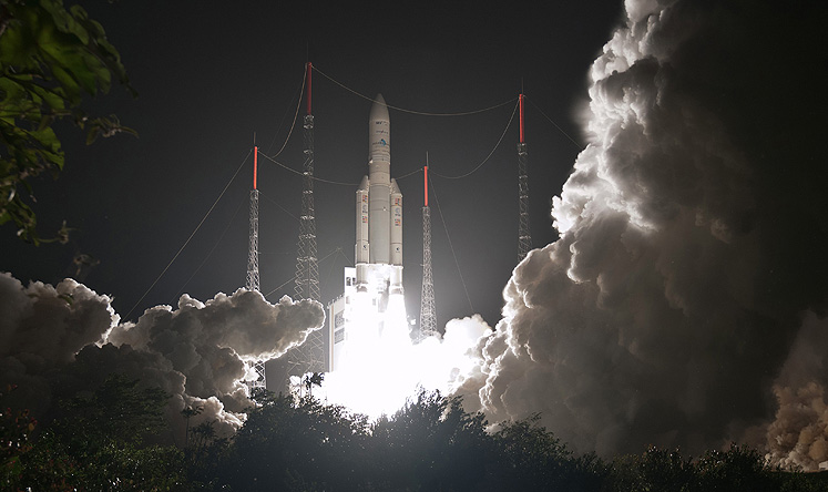 A rocket launchs from Kourou, French Guiana. Photo: AP