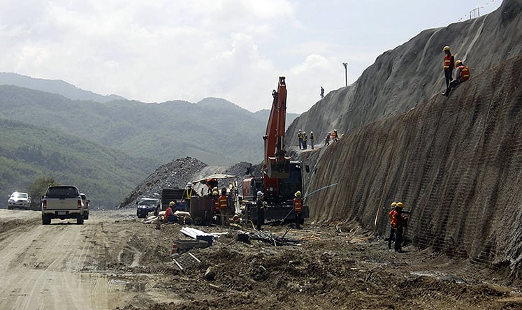 Construction of the Xayaburi dam proceeds in Laos. Photo: EPA