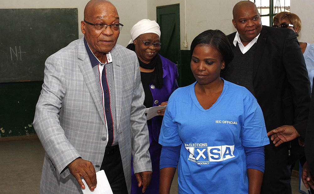 South African president and leader of the victorious ANC, Jacob Zuma, casts his vote in Ntolwane, rural KwaZulu Natal province on Wednesday. Photo: AP