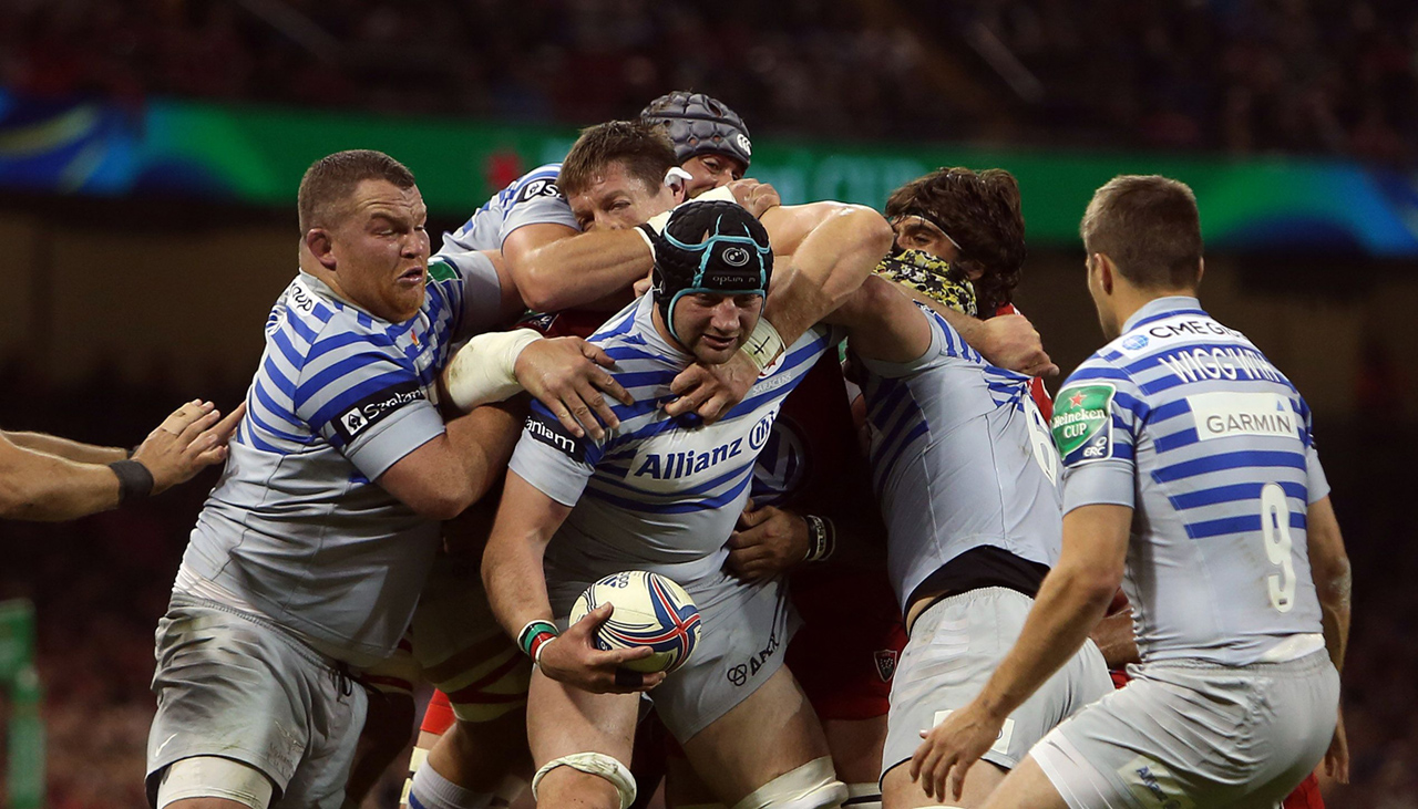 Newly appointed Japan forwards coach Steve Borthwick tries to break away with the ball for Saracens against Toulon during Saturday’s European Cup final. Photo: AFP