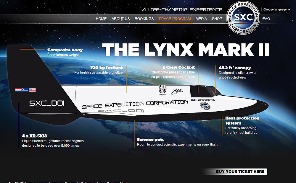 An image of the spacecraft enthusiasts will travel in taken from the website of Space Expedition Corp. Photo: Screenshot