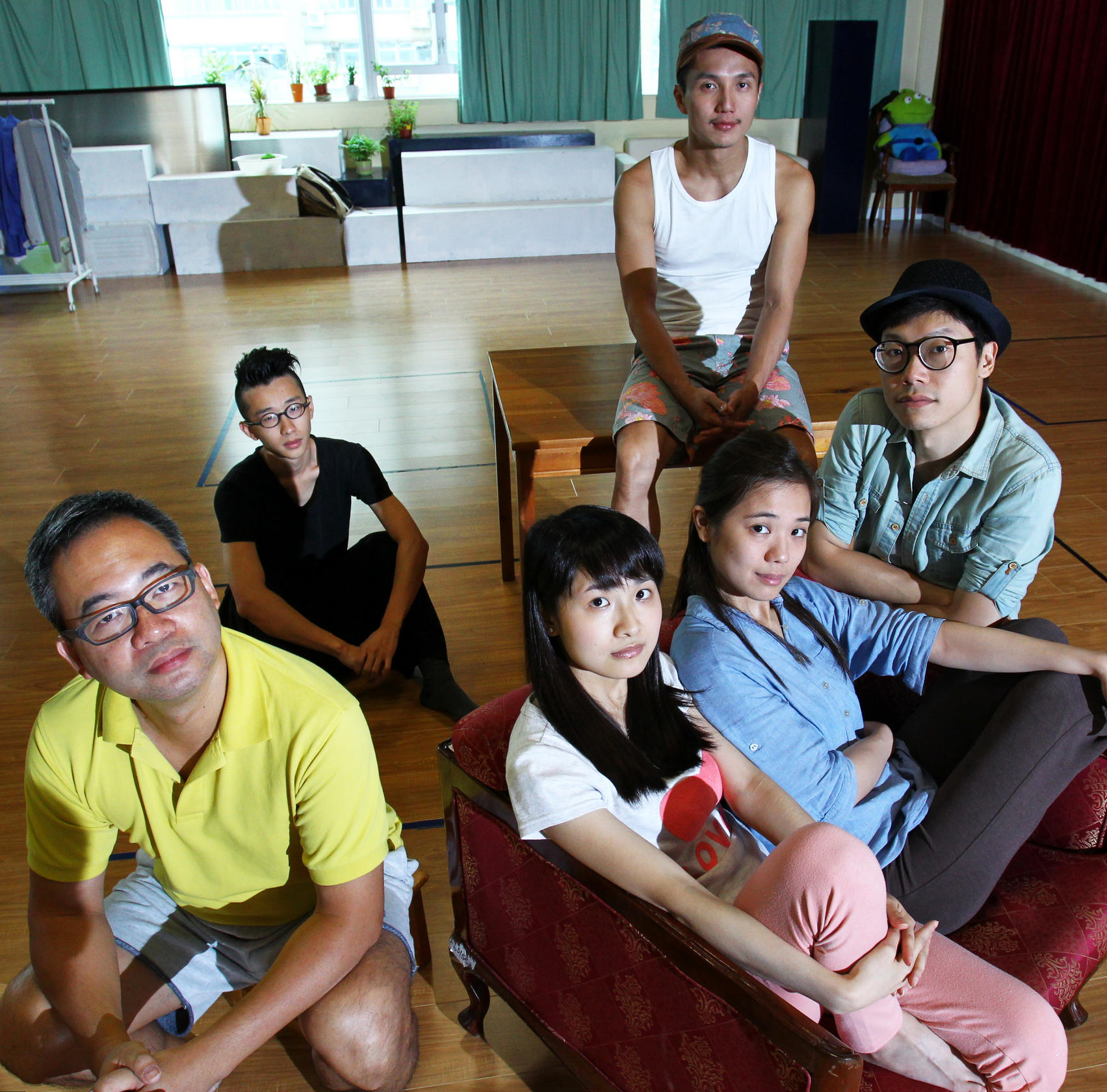 Director Wu Hoi-fai and performers during a rehearsal for "1967" in Kwai Chung. Photo: May Tse
