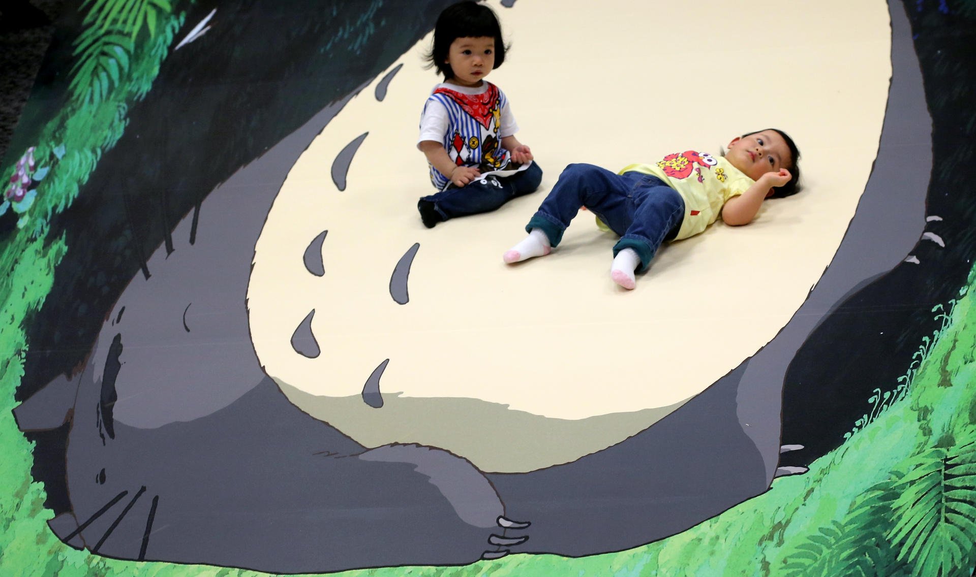 Children can have their photos taken in front of Miyazaki characters