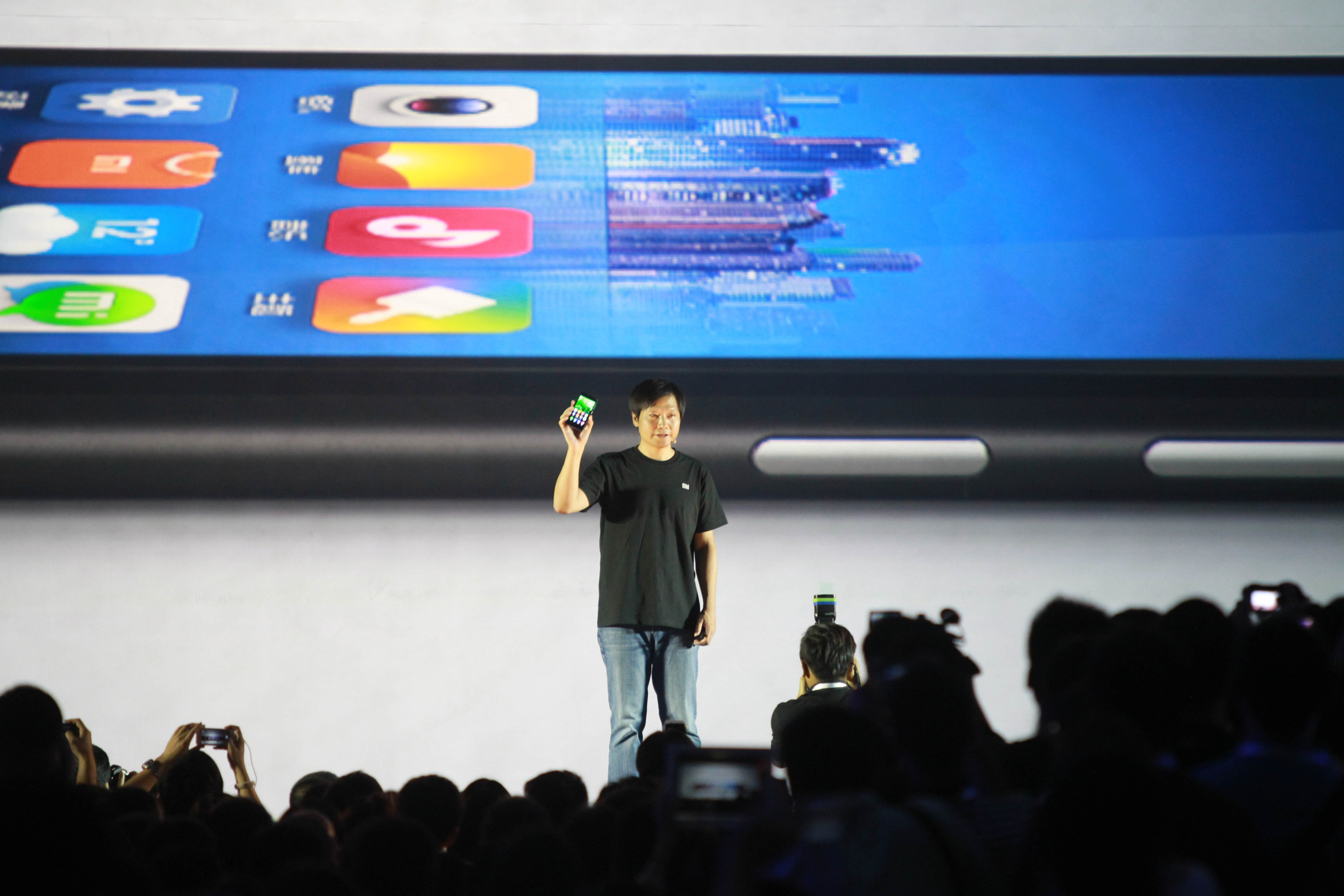 Xiaomi founder Lei Jun at a company press conference. Photo: Simon Song
