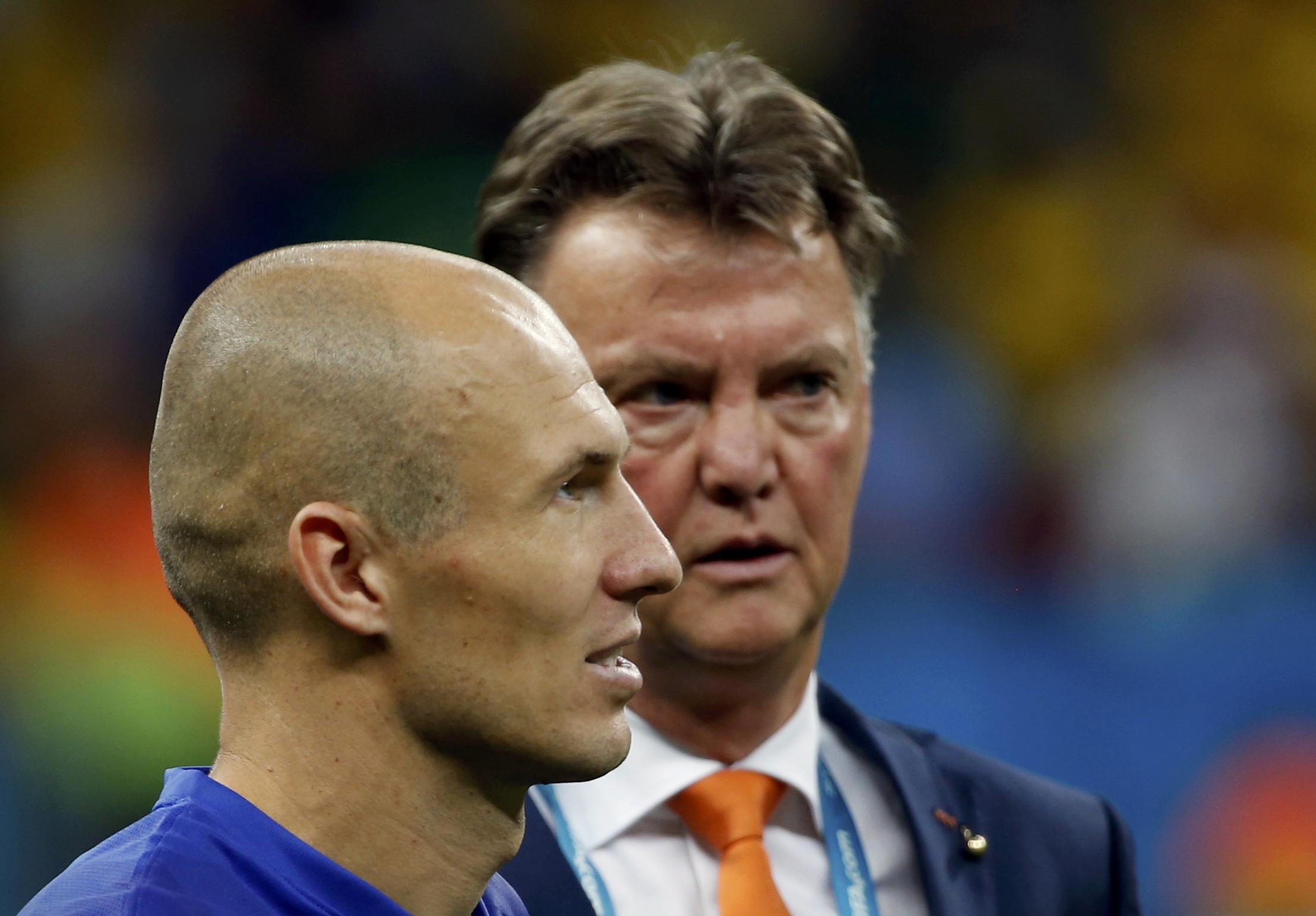 Could Arjen Robben and Louis van Gaal team up at United? Photo: Reuters