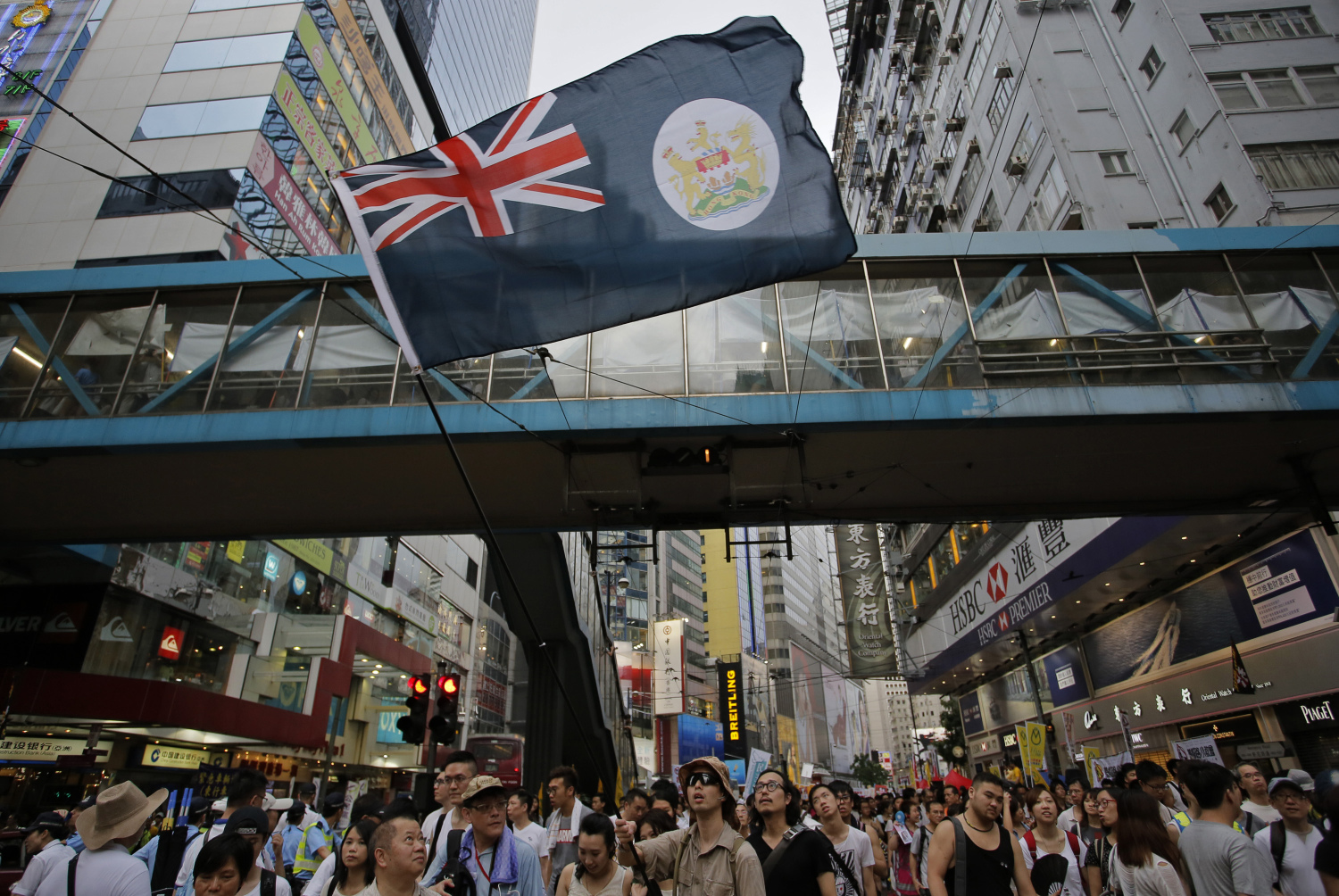 To Beijing's dismay, there are groups advocating "Hong Kong nativism" and unfurling British colonial flags at protests. Photo: AP