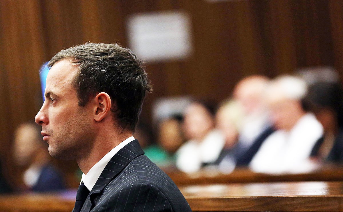 Pistorius listens to the closing arguments in his murder trial at the High Court in Pretoria. Photo: AFP
