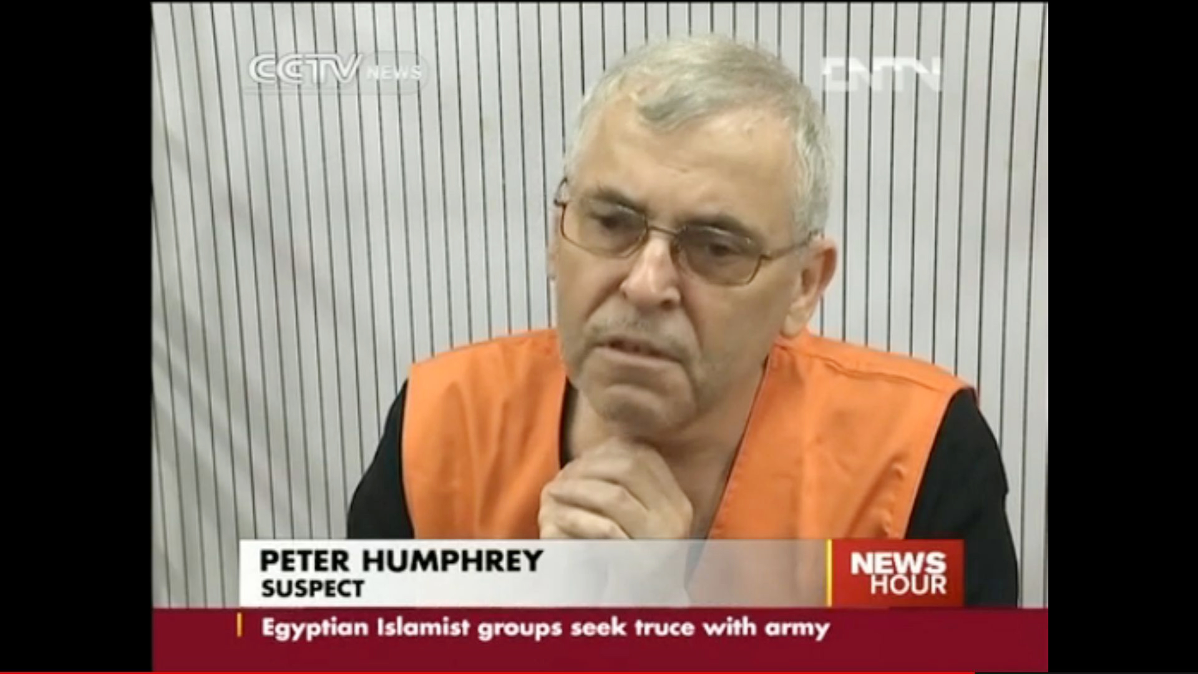Peter Humphrey seen in his testimony aired on CCTV. Photo: Screenshot