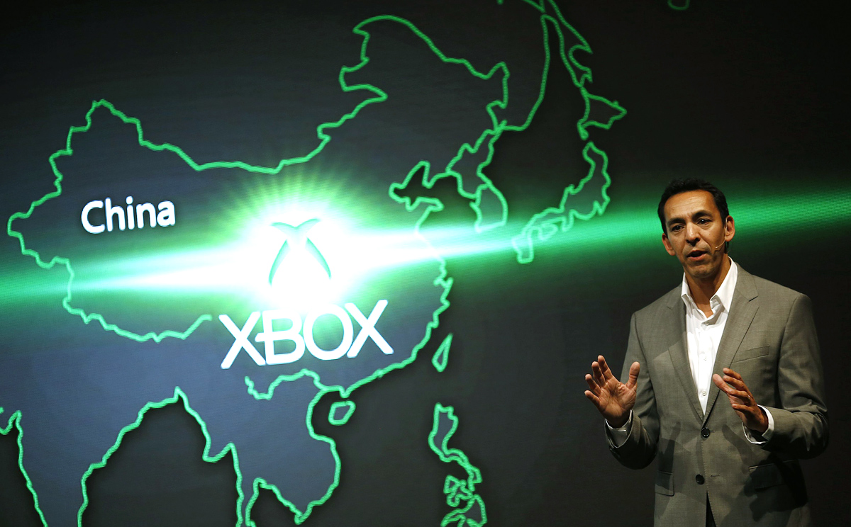 Yusuf Mehdi, head of marketing for Microsoft's Xbox group, speaks during a press release in Shanghai. Photo: Reuters
