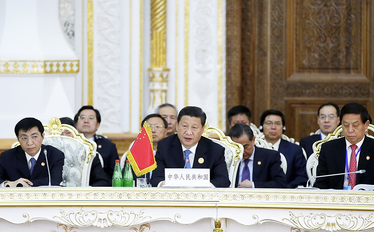 President Xi Jinping addresses the 14th meeting of the Council of Heads of State of the Shanghai Cooperation Organisation in Dushanbe, Tajikistan on Friday. Photo: Xinhua