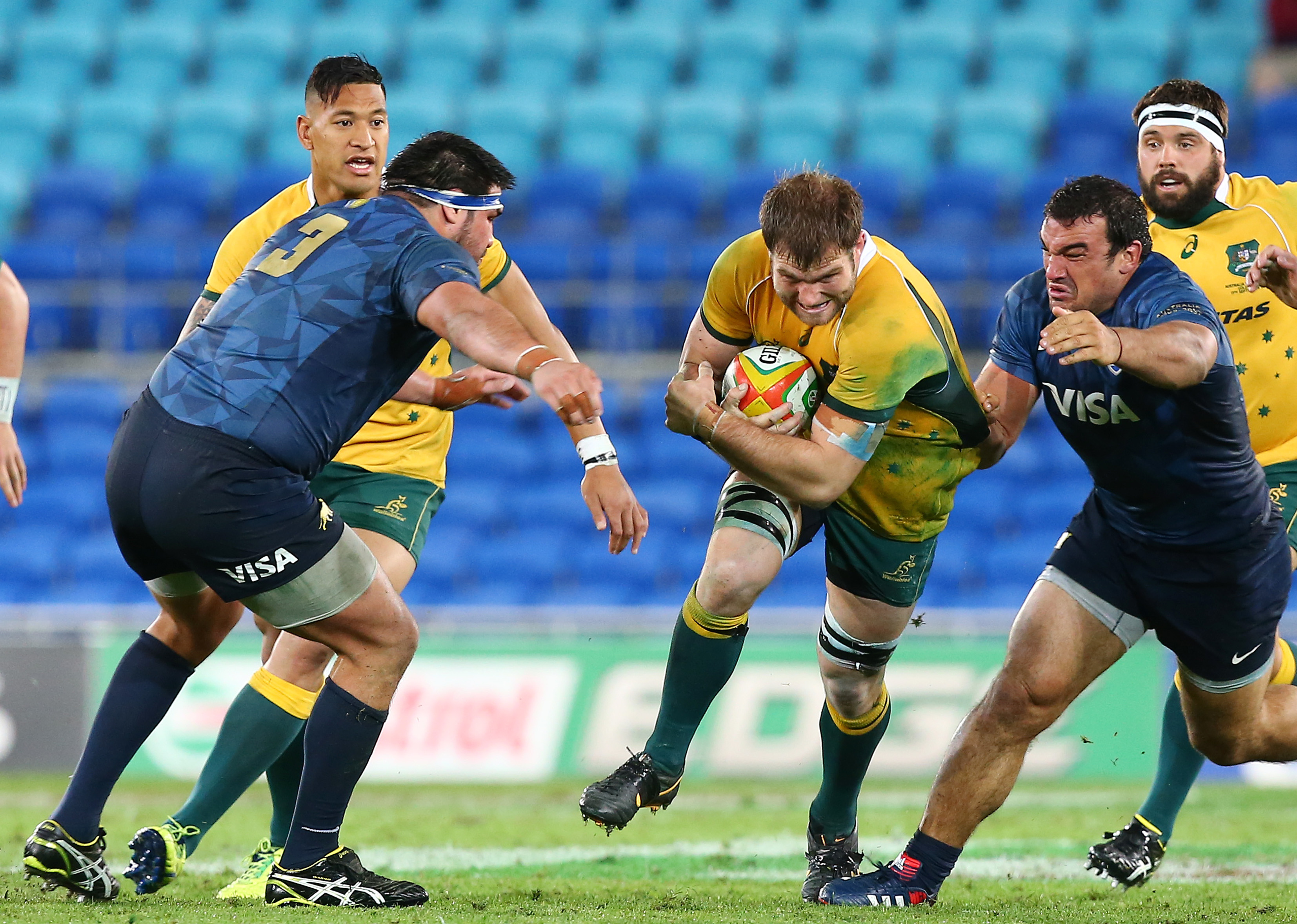 Empty seats greeted the Wallabies and Argentinians on the Gold Coast on Saturday. Photo: AP
