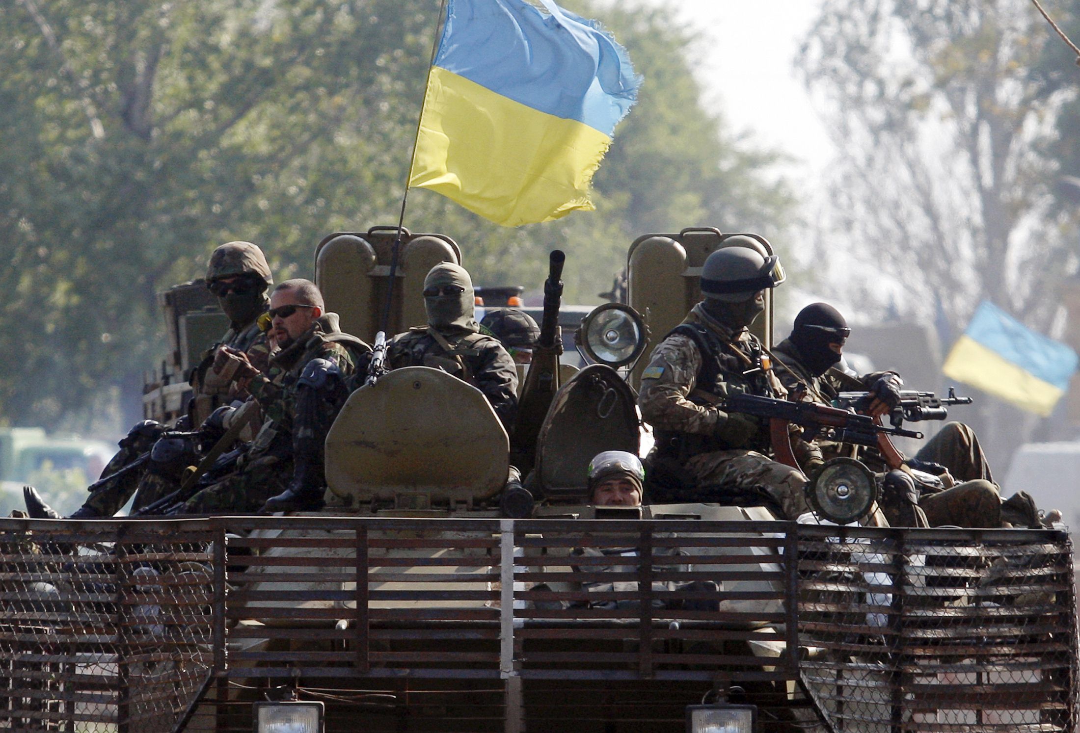 Ukrainian servicemen patrol the Donetsk region in the restive east. Photo: AFP 
