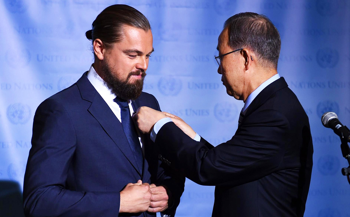 DiCaprio is designated a "messenger for peace" by Ban. Photo: AFP