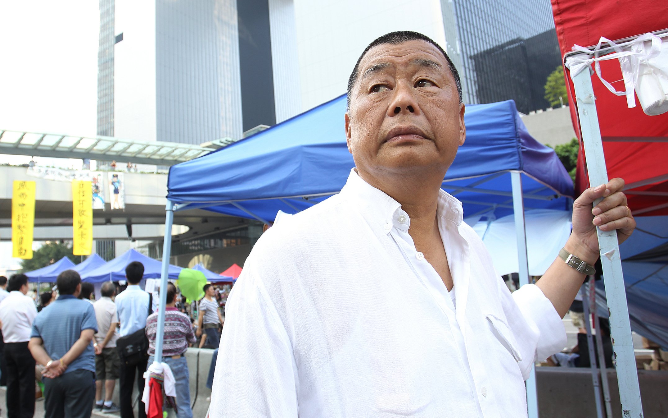 Next Media Chairman Jimmy Lai Chee-ying in Admiralty during 'Occupy Central with Love and Peace' movement. Photo: Dickson Lee