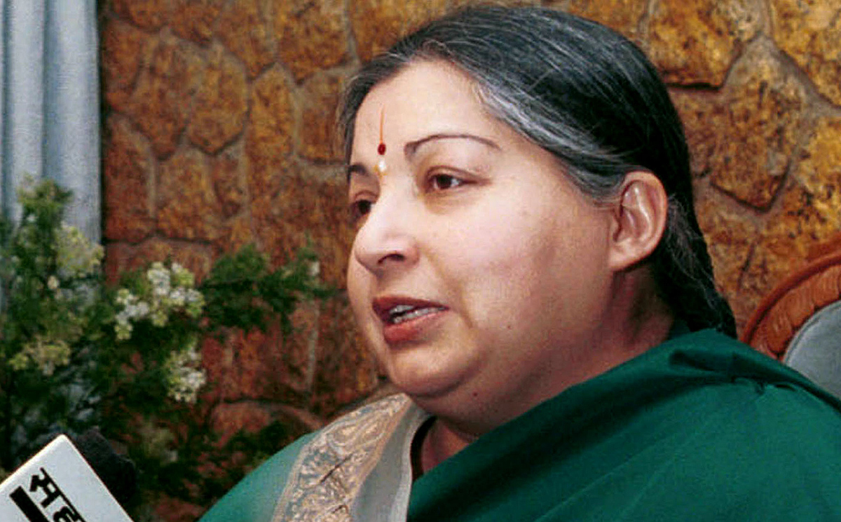 Former film star and powerful regional politician Jayaram Jayalalitha speaks at her fortress-like house in Madras in this file pic from Ma 2001. Photo: Reuters