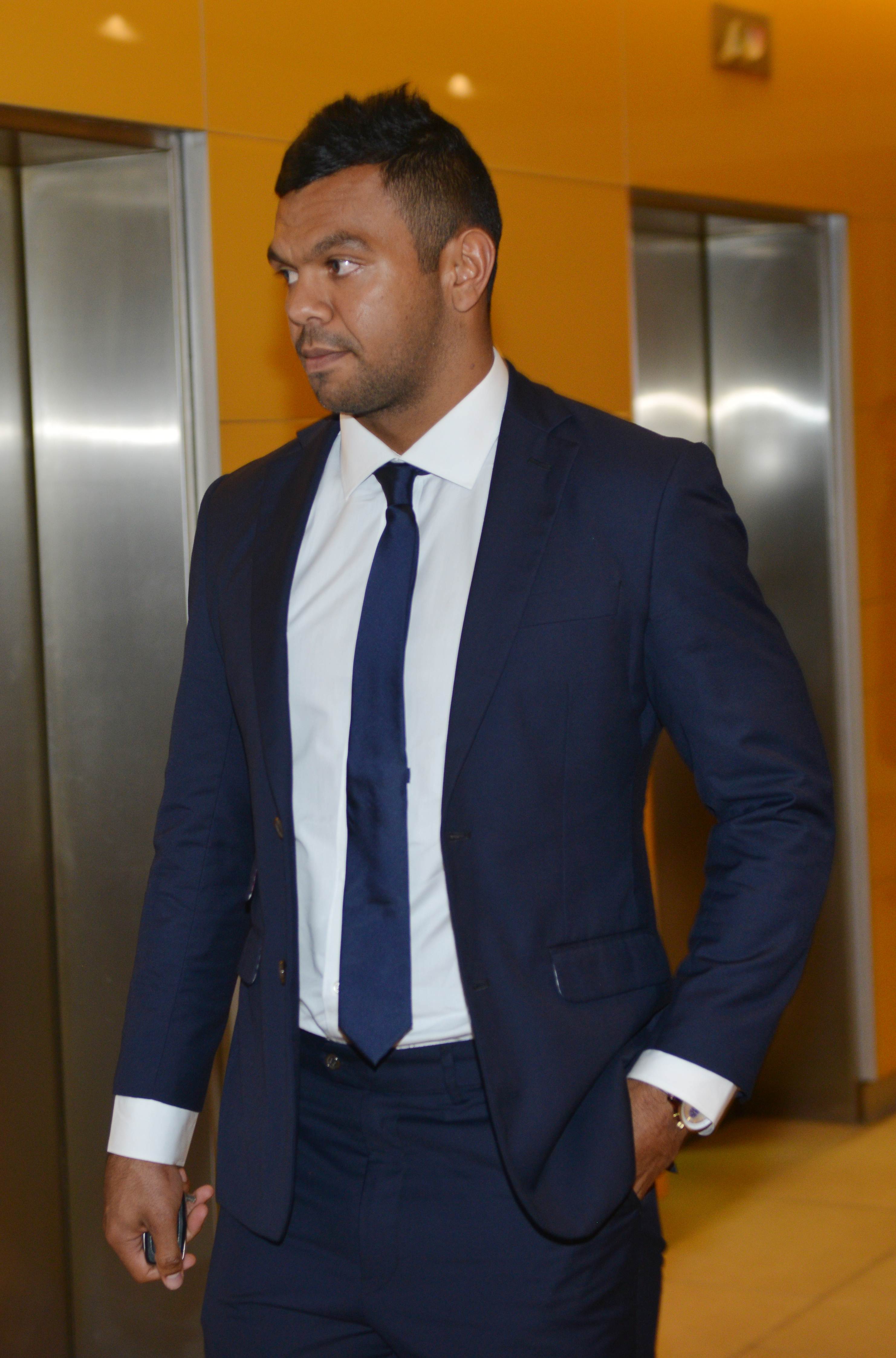 Kurtley Beale arrives for his ARU code of conduct tribunal hearing on Friday. Photos: AFP