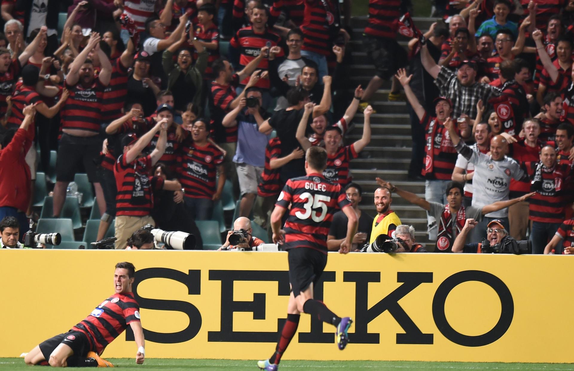 Tomi Juric gave the Wanderers a 1-0 win in the first leg. Photo: AFP