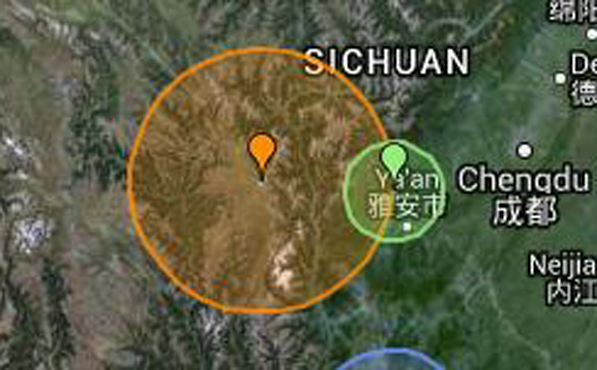 Screenshot showing the location of the quake. Photo: Google Maps