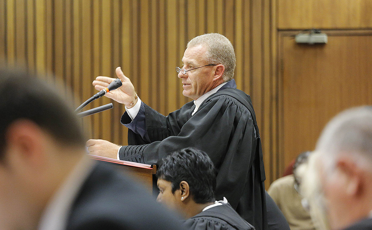 State prosecutor Gerrie Nel speaks during his appeal against the verdict. Photo: EPA