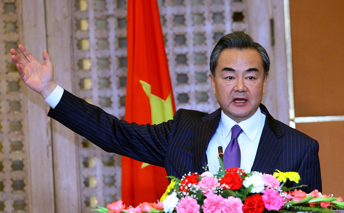 Foreign Minister Wang Yi addresses a press conference after a bilateral meeting with his Nepalese counterpart Mahendra Pandey in Kathmandu on Friday. Photo: Xinhua